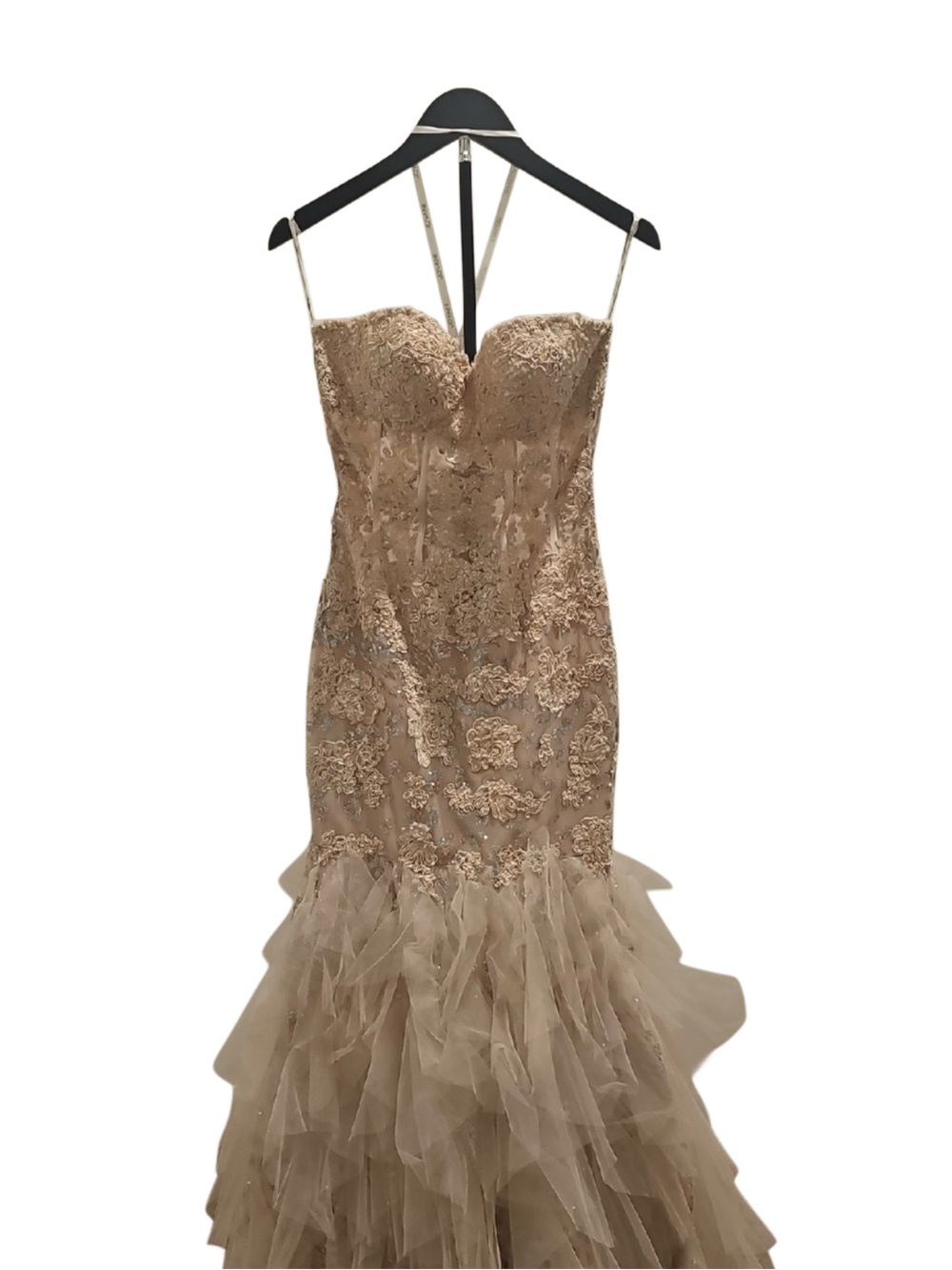 Jovani Blush Champagne Ruffled Mermaid Evening Gown - Picture 2 of 14